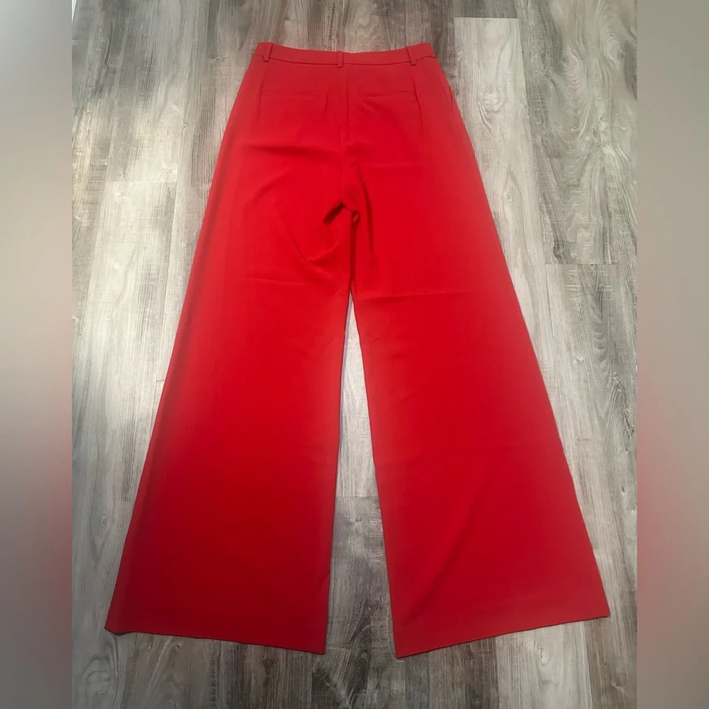 Alice + Olivia Bold Red Wide-Leg Pants 8 - Picture 4 of 8